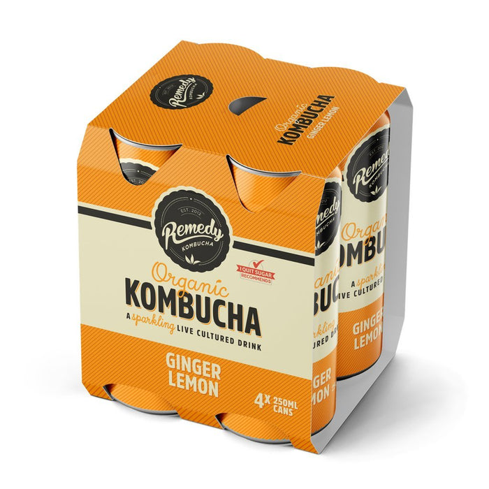 Remedy Kombucha Ginger Lemon (4 x 250ml)