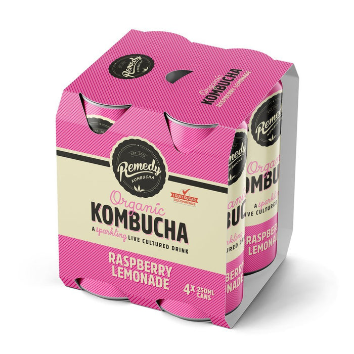 Remedy Kombucha Raspberry Lemonade (4 x 250ml)