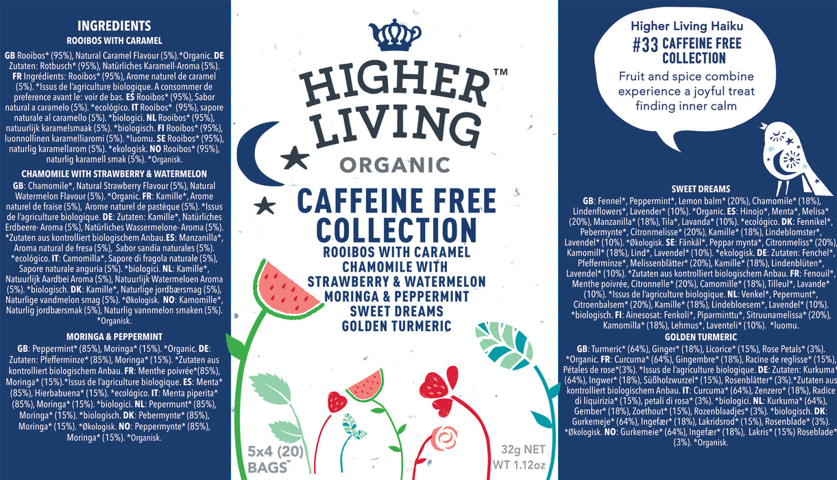 Higher Living Organic Caffeine Free Collection (20 bags) 34g