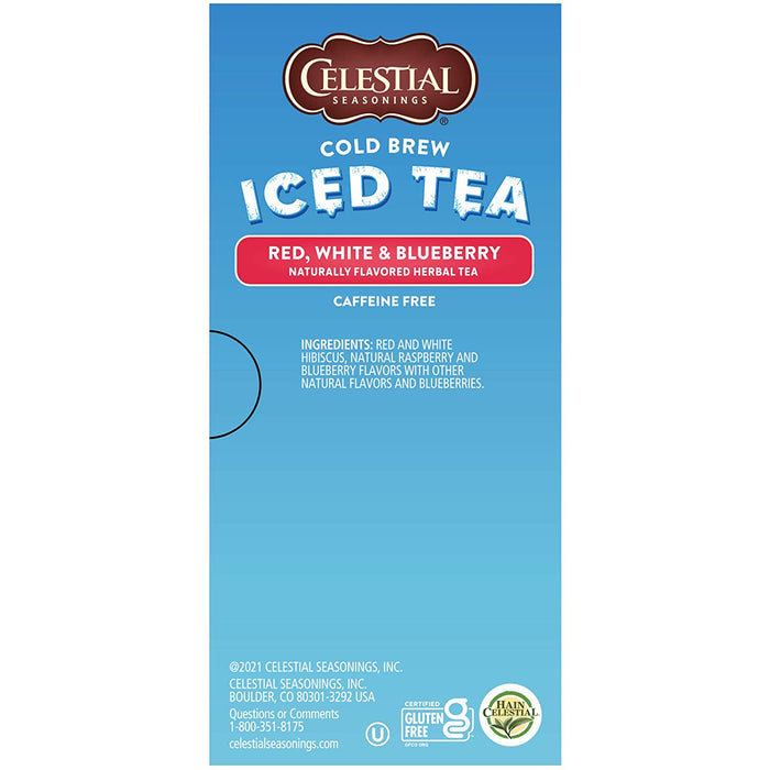 Celestial Seasonings Red White Blueberry Herbal Cool Brew Iced Tea (18 bags)