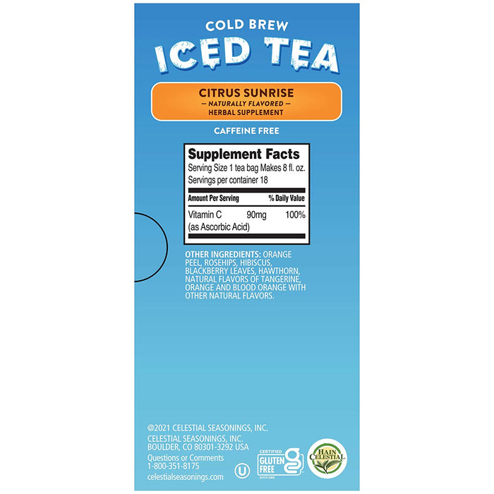 Celestial Seasonings Citrus Sunrise Herbal Cool Brew Iced Tea (18 bags)