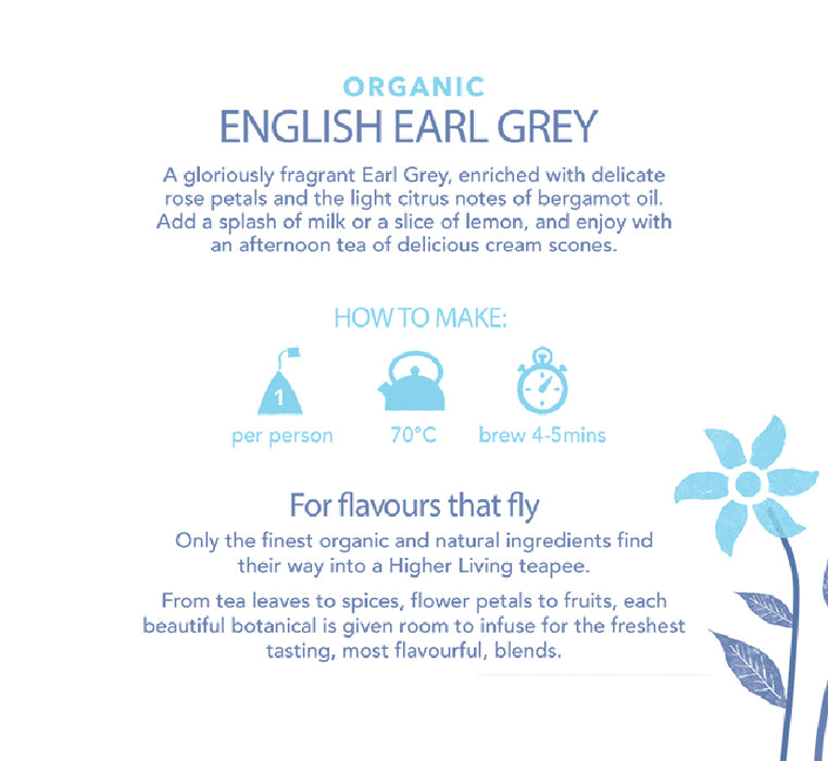 Higher Living Organic English Earl Grey (20 teapee bags / 50g)