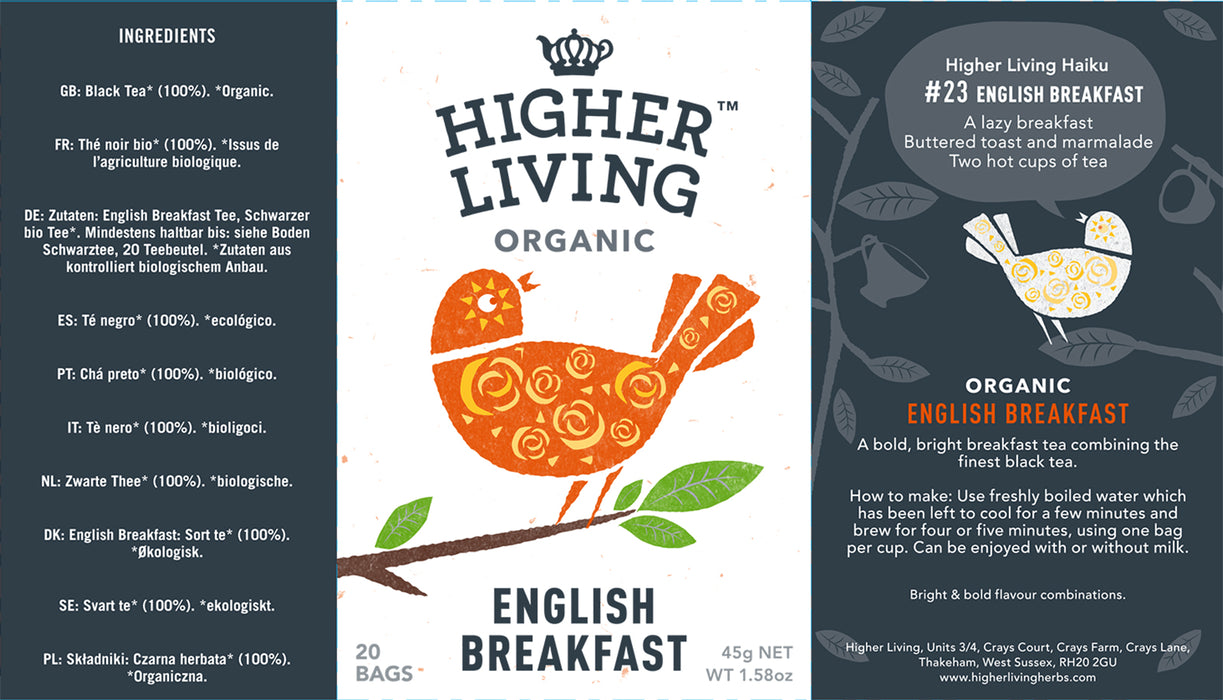 Higher Living Organic English Breakfast (20 bags / 45g)
