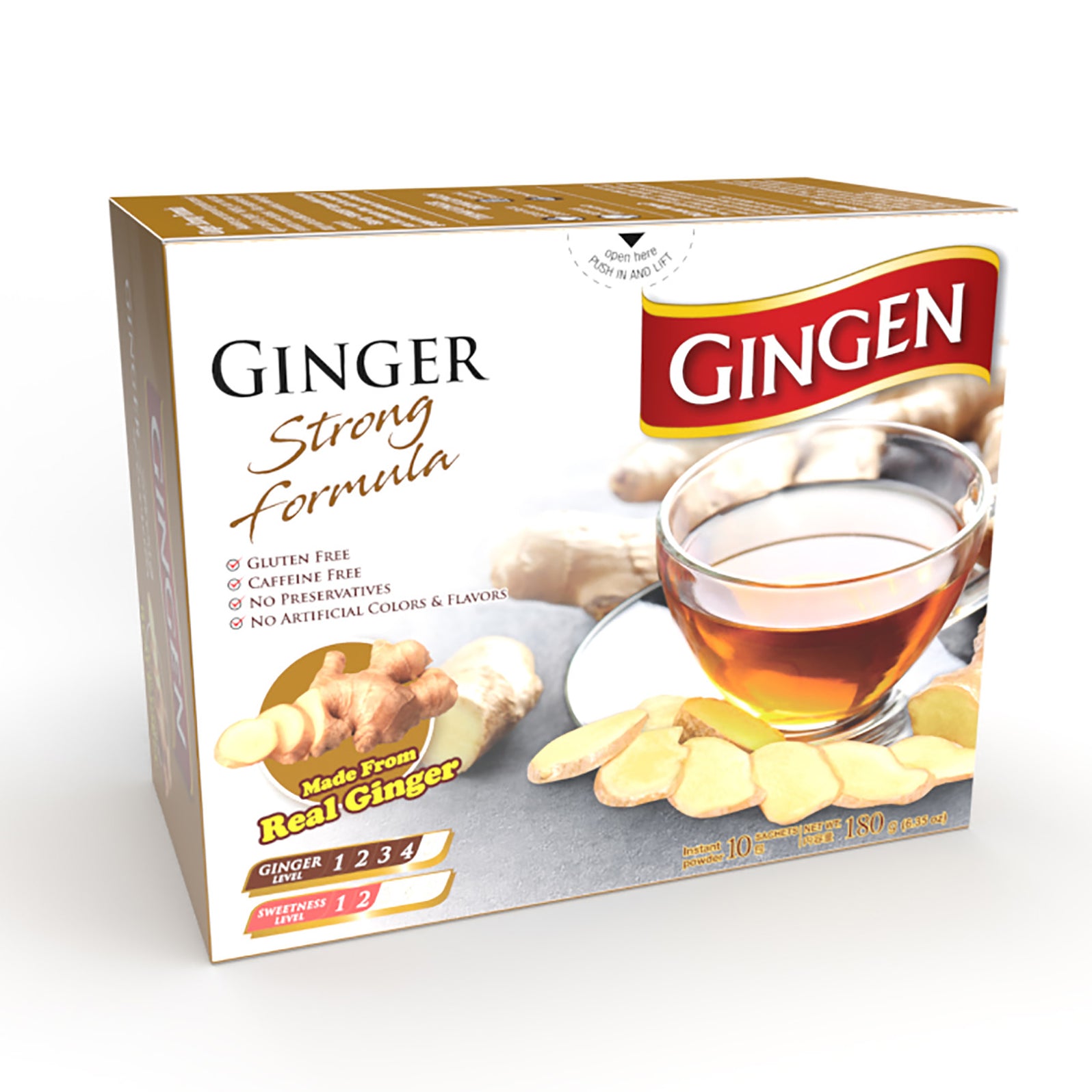 GINGEN Ginger Strong Formula Instant Drink [10 x 5g box] (Caffeine Fre ...