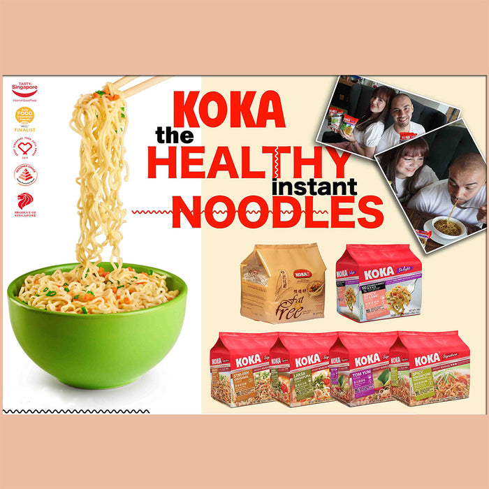 KOKA Signature Laksa Singapura Instant Noodles [5 packs x 90g] (No MSG, No Preservatives)