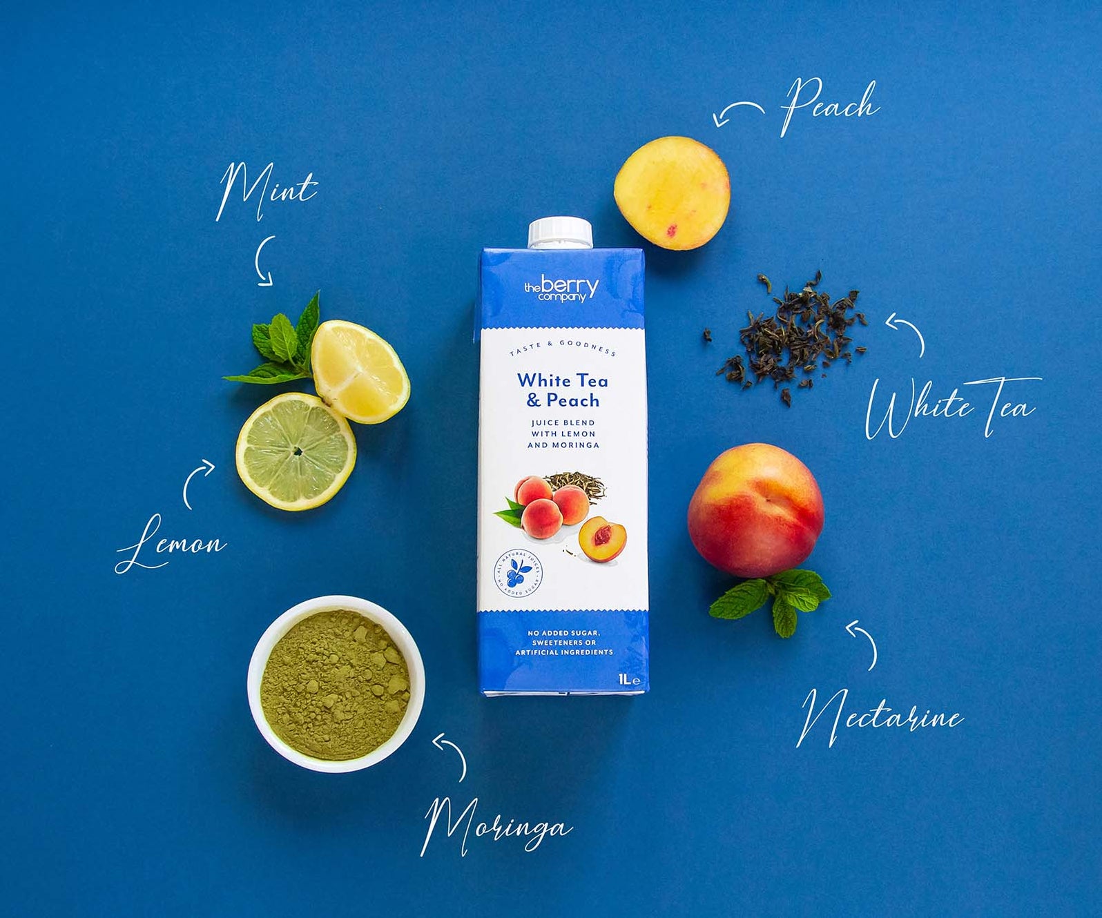 The Berry Company No Sugar Added White Tea & Peach 1L — Raw Bites