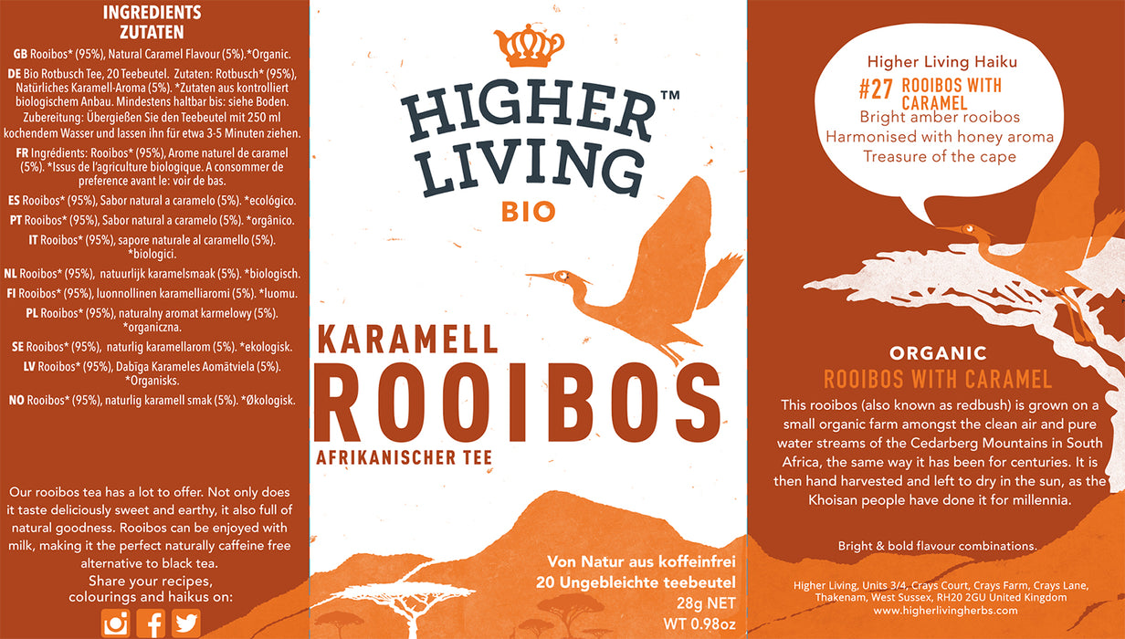 Higher Living Organic Rooibos Caramel (20 bags / 28g)