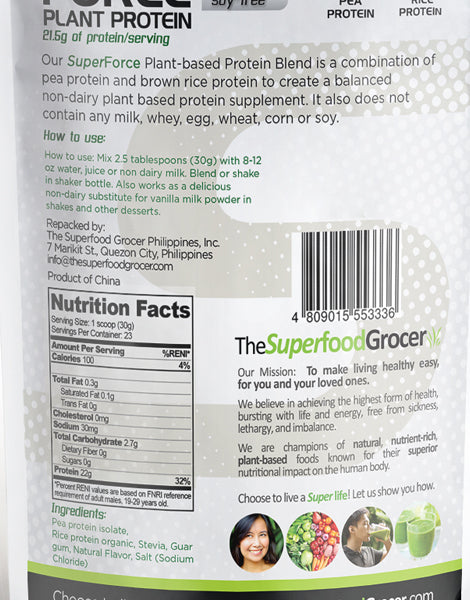 The Superfood Grocer Superforce Plant Protein (Vanilla) 227g (1/2 lbs)
