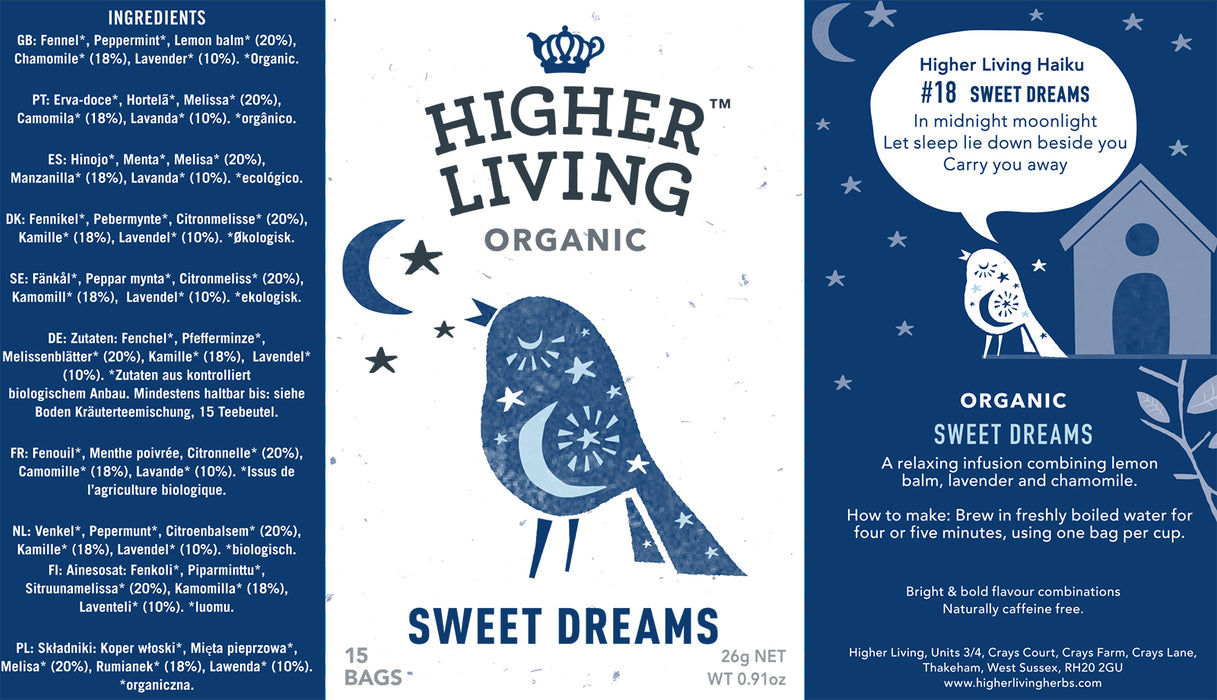 Higher Living Organic Sweet Dreams (15 bags / 26g)