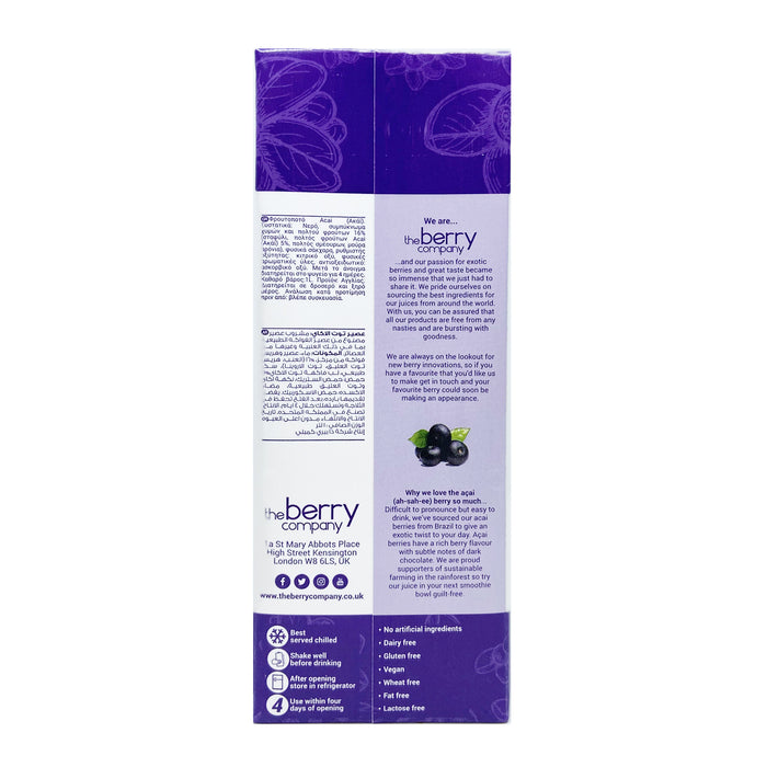 The Berry Company Acai Berry Juice 1L (Gluten Free, No Refined Sugar, Vegan)