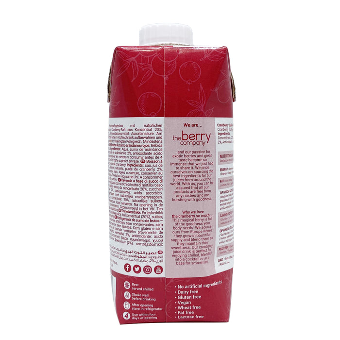 The Berry Company Cranberry Juice 330ml (Gluten Free, No Refined Sugar, Vegan)
