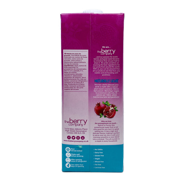 The Berry Company Naturally Light Pomegranate Juice 1L (Low Calorie, Gluten Free, Vegan)