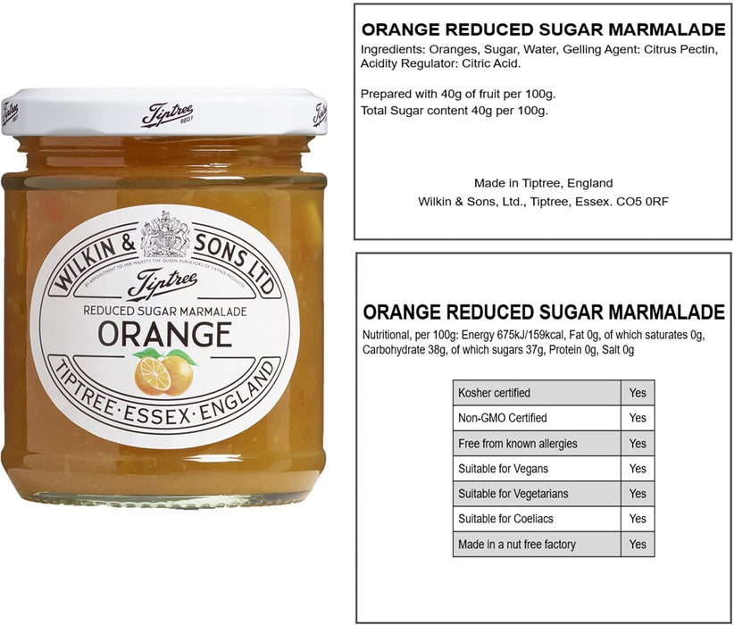 Tiptree Orange Marmalade Reduced Sugar Jam 200g