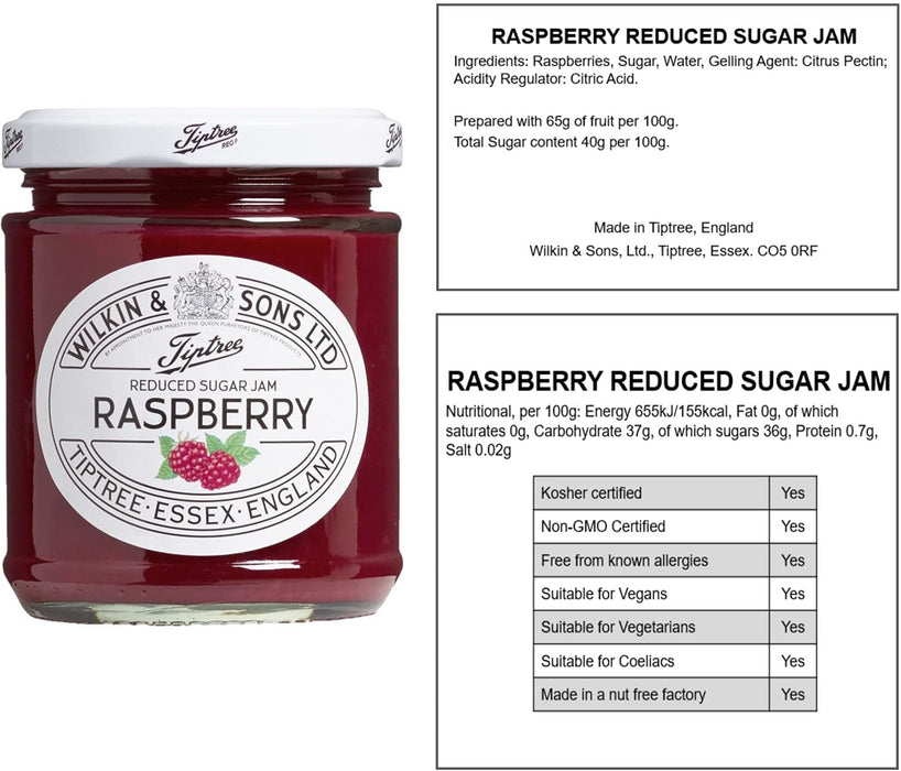 Tiptree Raspberry Reduced Sugar Jam 200g
