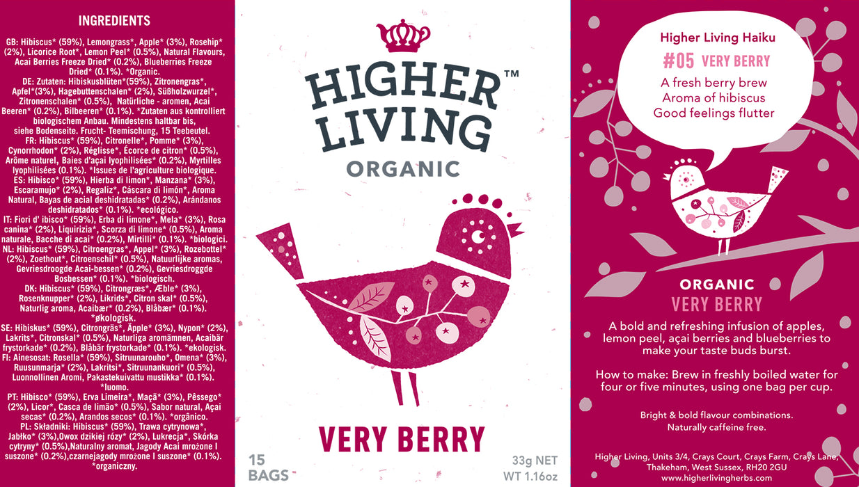 Higher Living Organic Very Berry (15 bags / 33g)