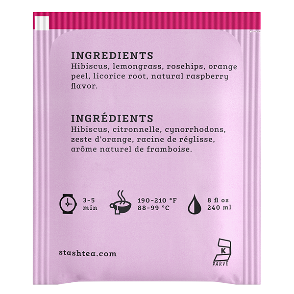 Stash Wild Raspberry Hibiscus Herbal Tea 38g/20 bags (Caffeine Free, Sugar Free, Non GMO)